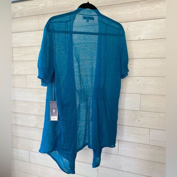 Jennifer Lopez Open Front Blue Knit Sweater Cardigan size XL NWT - Picture 4 of 6